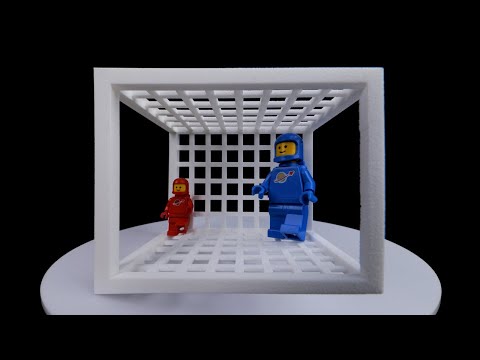 The Ames room optical illusion
